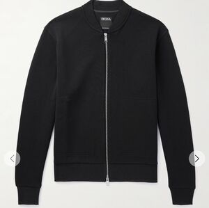 ZEGNA High Performance Jersey Bomber Jacket Size 54 XXL NWT BLACK FULL ZIP